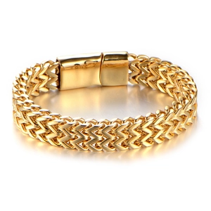 Men Stainless Steel Braided Chain Bracelet Multi Layer Punk Masculine Polished Jewelry Metal Hand Accessory