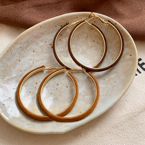 Vintage Maillard Style Flocked Round Hoop Earrings For Women Alloy Jewelry With 925 Sterling Silver Earring Post Retro