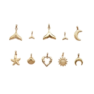 Collection of ten 18k gold plated stainless steel sea themed pendants for jewelry making