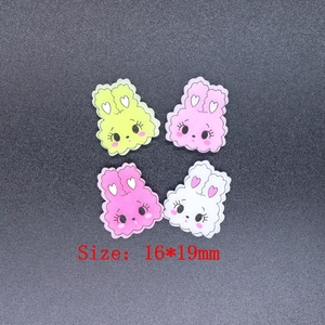 Close-up of colorful resin bunny charms for DIY crafts in 16x19mm size assortment