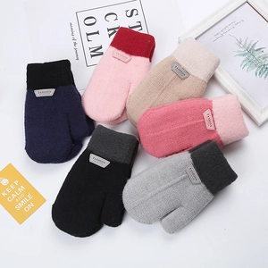 Kids Winter Knitted Mittens Thick Warm Fleece Lined Gloves For Boys Girls Color Block Striped Outdoor Cold Weather Gear