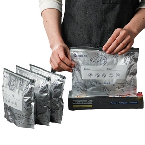 Reusable food grade aluminum foil sealer bags with sliding lock for freezer storage
