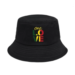 One Love Letter Print Bucket Hat Cotton Canvas Sun Protection Outdoor Travel Retro Fisherman Cap For Men Women