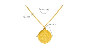 Tableau des tailles du collier amulette en or 18 carats avec diamètre pendentif de 1,75cm