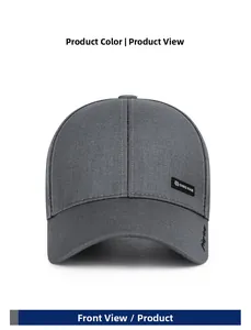 Front view of charcoal grey baseball cap with DING HAN logo patch and curved visor