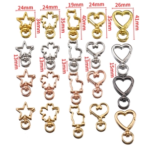 Chiusure a moschettone in lega a forma di stella e cuore in oro argento e oro rosa