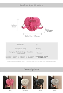 Spécifications de taille et comparatif de couleurs du sac à bandoulière cœur à rivets