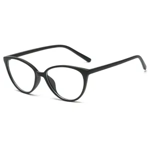 Retro black cat-eye glasses frame with blue light blocking lenses in full rim design