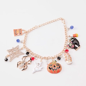 Halloween Charm Bracelet Necklace Alloy Enamel Pumpkin Ghost Spider Skull Pendants Festive Party Jewelry Accessories