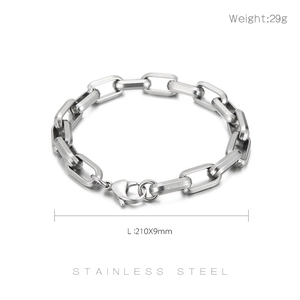 Detail of 210mm titanium steel curb chain bracelet with lobster clasp and 9mm width