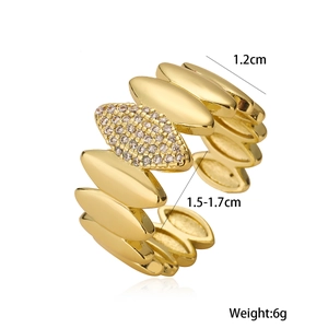 18K gold plated zircon geometric open ring for women with 1.2cm width and 6g weight