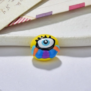 Handgefertigte böse Augen Harzperlen in Gelb mit buntem Emaille-Finish für DIY-Schmuck
