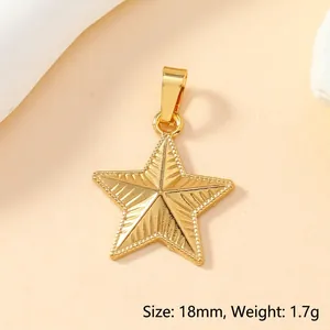 Detailed view of an 18mm golden star pendant featuring radial engraving and bead edge
