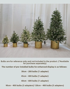 Detailed technical specifications and sizing chart for LED mini Christmas tree decorations