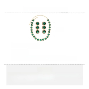 Detailed size specifications for the gold green rhinestone necklace and earring jewelry set
