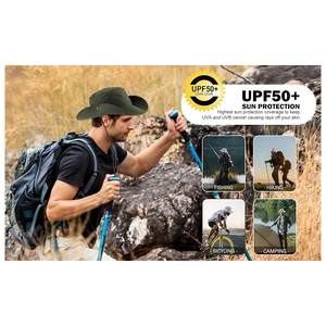 Protezione solare UPF 50+ per cappello da trekking a tesa larga verde oliva outdoor