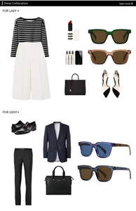 Flat lay fashion set featuring square sunglasses with stylish outfit and accessories