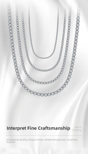 Close-up of tiered s925 silver tennis chains with white zircon and mirror polishing