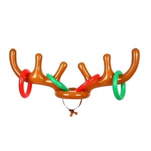 Inflatable reindeer antler ring toss game set with colorful rings for Christmas party fun