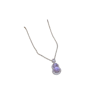 Elegant purple glass gourd necklace with zircon snowflake accents on silver chain
