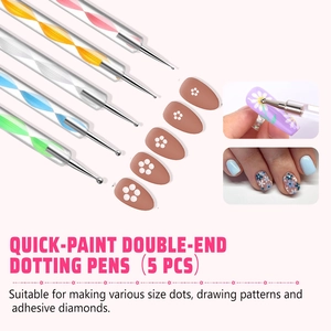 Lot de 5 stylets pointilleurs à double embout avec manches spirale pour décoration d'ongles