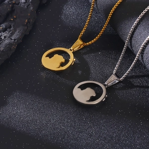 Minimalist animal necklace with hollow dog silhouette pendant in gold and silver steel