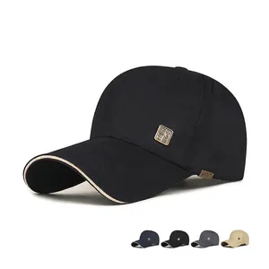 Baseball Cap Twill Fabric Metal Tag Square Plate Contrast Brim Sun Protection Adjustable Outdoor Hat For Men Women