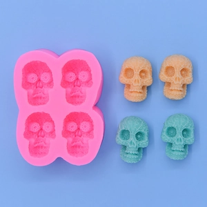 Stampo in silicone a 4 cavità a forma di teschio per fai-da-te e decorazioni
