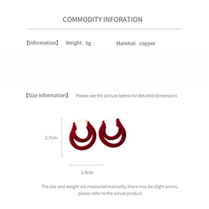 Infographie boucles d'oreilles rouges double anneau, poids 6g, taille 2,7x1,4cm