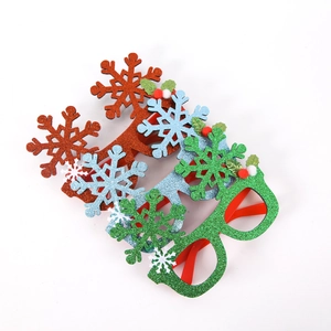 Three-piece Christmas snowflake glasses set in red, blue, and green for party decorations