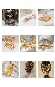 Sélection de pinces à cheveux en acétate et métal aux motifs de fleurs et cœurs