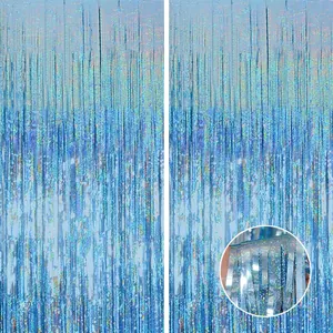 Laser blue fringe curtain for birthday parties and wedding stage background decoration