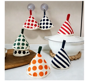 Various colorful polka dot and striped cotton heat-resistant pot lid handle covers set