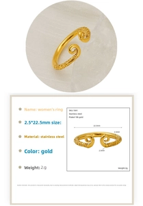 Macro detail of 18K gold plated stainless steel ring with Sun Wukong pattern