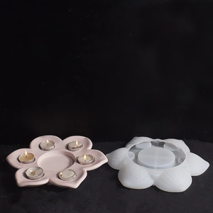 Silicone mold for creating 6-slot lotus flower candle holders with resin or plaster