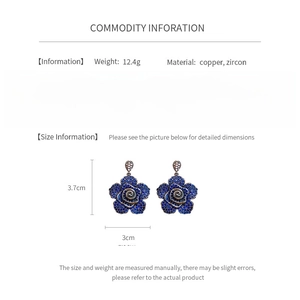 Detailed chart showing vintage floral earring size 3.7x3cm and 12.4g weight specifications