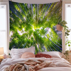 Arazzo foresta di bambù con vista verso l'alto per decorazione parete della camera