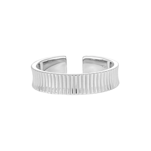Minimalist S925 sterling silver open ring featuring a modern vertical striped design