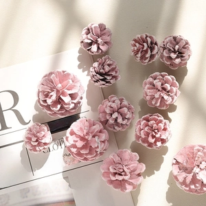 Pink painted natural pine cones for Christmas decor and DIY wreath making materials