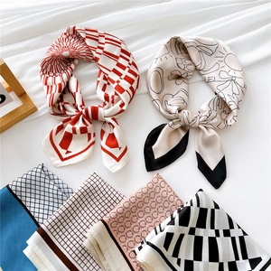 70cm elegant square silk neck scarf for women featuring diverse trendy geometric patterns