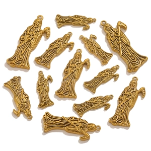 Golden stainless steel reaper scythe skull pendants for DIY jewelry necklace making