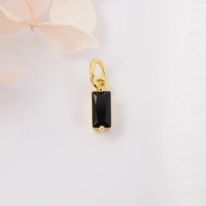 Gouden rechthoekige hanger met zwarte zirkoon voor DIY sieraden maken kettingen