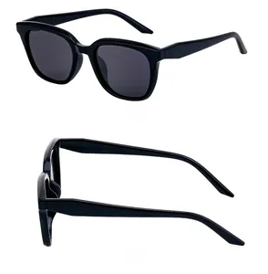 Detailed views of black cat-eye polarized sunglasses from 45-degree and 90-degree angles