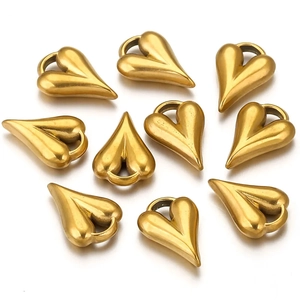 Heart Pendants Stainless Steel DIY Jewelry Making Accessories For Earrings Bracelets Necklaces Polished Minimalist Style