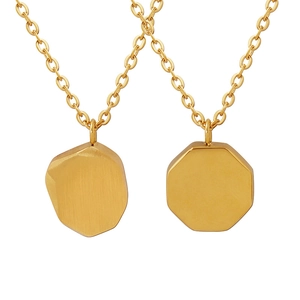 Minimalist 18k gold plated stainless steel geometric pendant necklaces with brushed finish