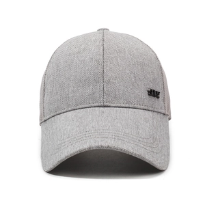 Grey vintage baseball cap with long brim and EDRY metal logo for outdoor sports