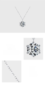Macro detail of S925 sterling silver necklace showing 5A zircon and 6-prong setting