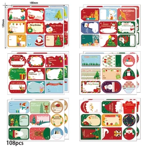 Christmas Gift Label Stickers Coated Paper Self Adhesive To From Name Tags Reindeer Snowman Santa Patterns Holiday Party Decor