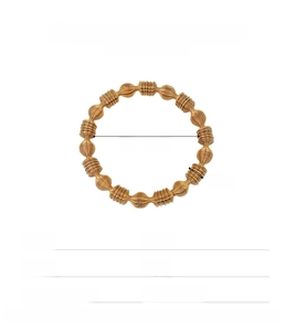 Detail showing 8.5mm width and 6cm diameter of gold stainless steel spring bracelet