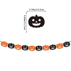 Detailed size specifications for pumpkin banner showing 5.70in width and 4.60in height